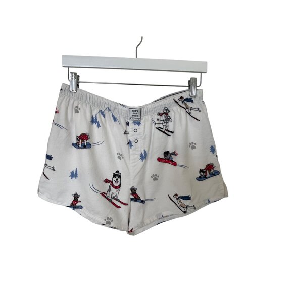 P.J. Salvage Flannel Ski Dog Print Pajama Shorts - Picture 2 of 6